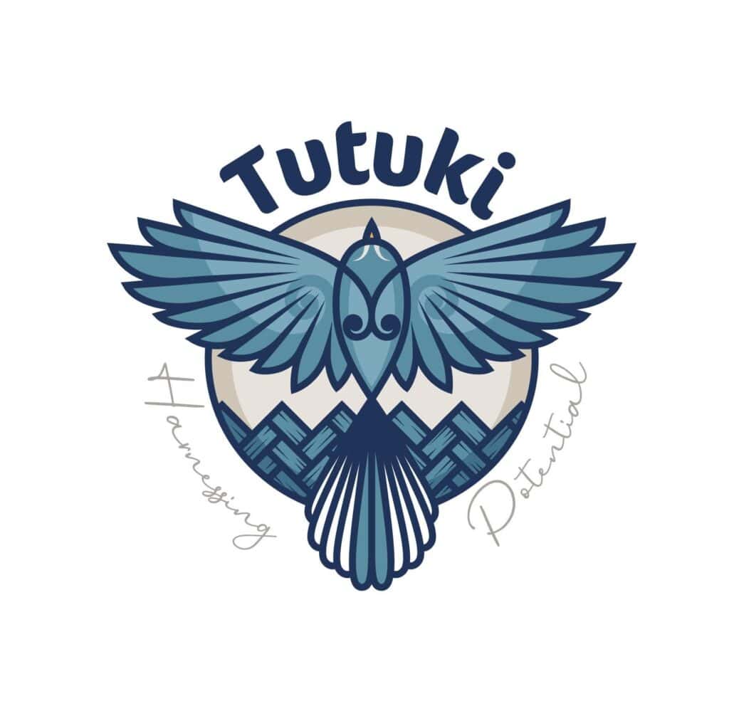 Tuutki Hauora Centre logo with a stylised bird and mountains in blue tones.